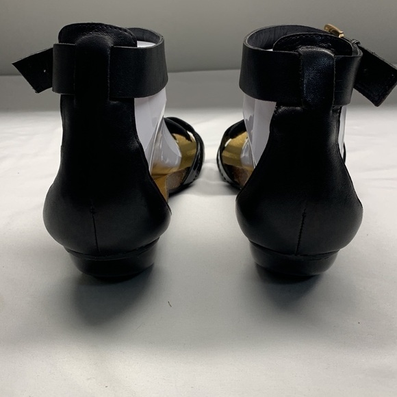 Vince Camuto Lora Leather Ankle Strap Sculpted Heel Sandals Size 10 Black - Picture 5 of 14